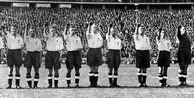 British athletes give Nazi salute during 1938 Olympics