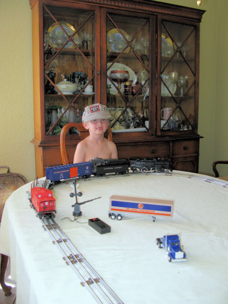 Quentin finds the Christmas tree train set