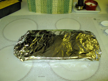 Brisket rubbed & wrapped in foil, ready for the fridge