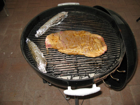 Corn & flank steak on the grill