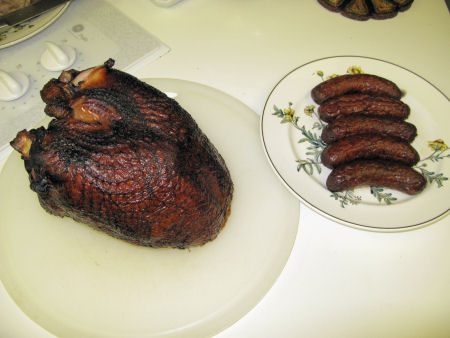 Smoked turkey breast & brats